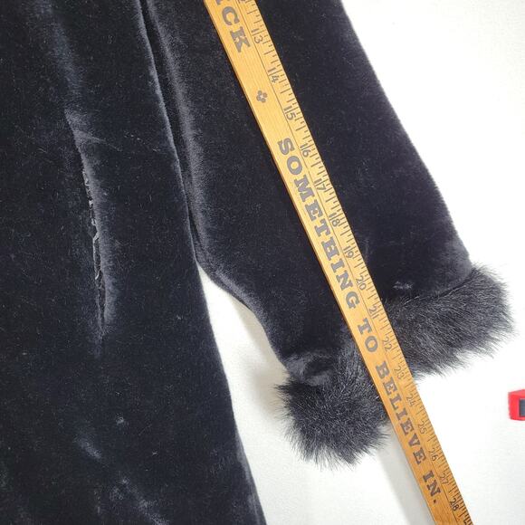 Vintage Dona Lucci Faux Fur Coat Womens 12 Black USA 70s Mob Wife Winter Fall - Picture 4 of 14